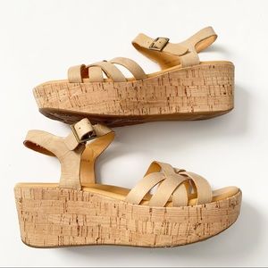KORKS KORK EASE Leather Wedge Chunky Sandals 7